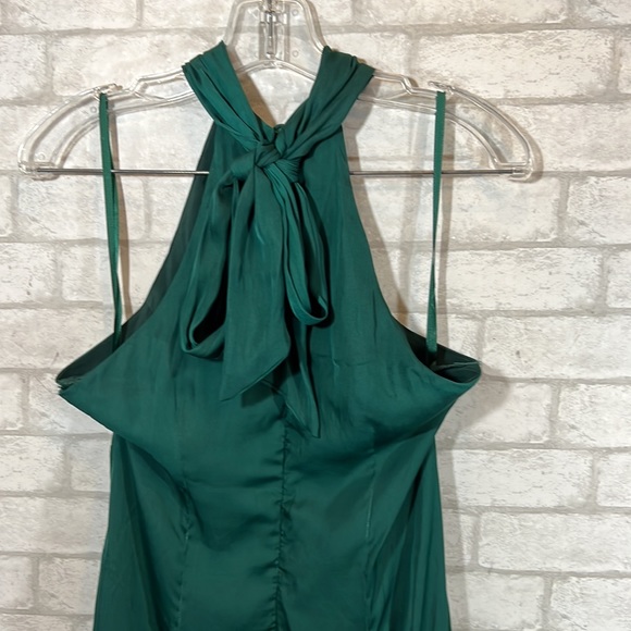 Selfie Leslie hunter green  promises halter necklace fluted hem dress Size Large - Picture 8 of 14